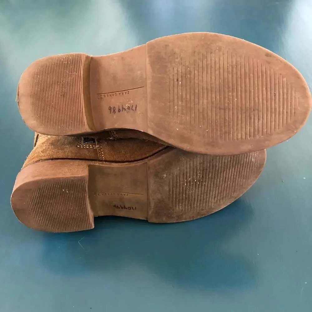 Zara Girls Suede Leather Boots Size 11.5